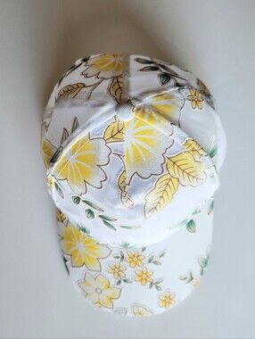 Floral Yellow & Green Kids Cap - Lightweight Sun Hat